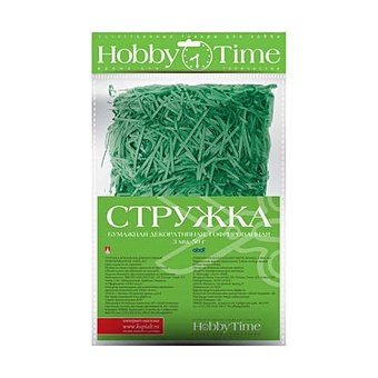 Набор для творчества, HOBBY TIME, Гофрированная, декоративная бумажная стружка 3мм, 50гр., зеленый 2-512/06